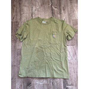 Carhartt Loose Fit Olive Green Pocket T-Shirt Size 12-14 100% Cotton